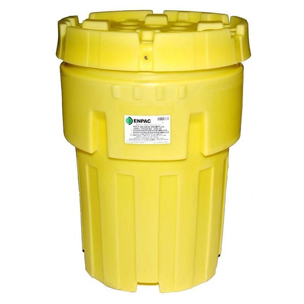 Open Head Salvage Drum, Polyethylene, 95 gal, Unlined, Yellow