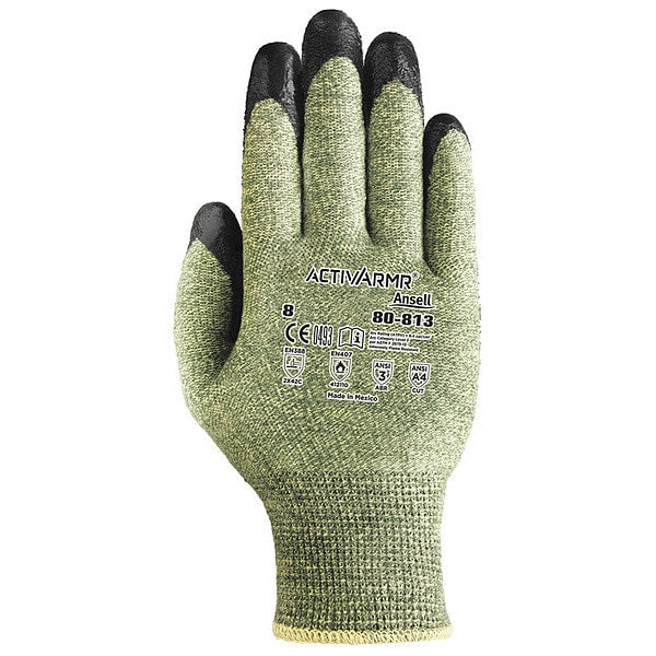 Cut Resistant Gloves, Green/Black, M, PR