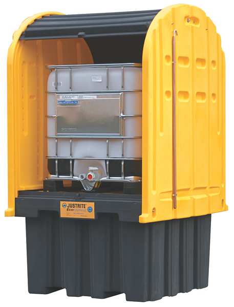 Covered IBC Containment Unit, 372 gal Spill Capacity, Fiberglass, Polyethylene