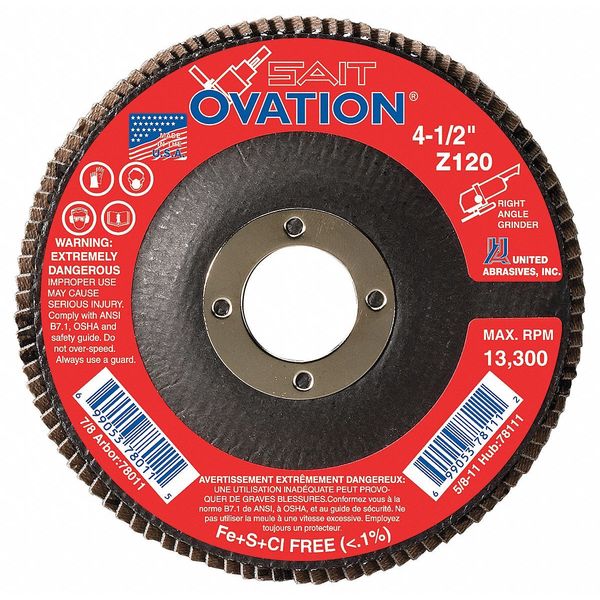 SAIT 78046 OvationÂ® High Density Fiberglass Backed Flap Disc  (Type 27) 7