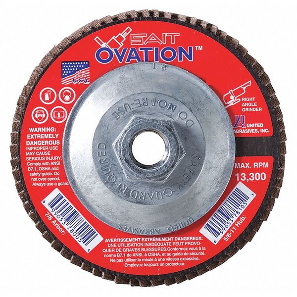 SAIT 78146 OvationÂ® High Density Fiberglass Backed Flap Disc  (Type 27) 7