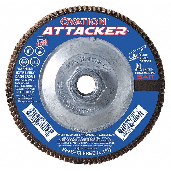 SAIT 76319 OvationÂ® Attacker High Density Fiberglass Backed Flap Disc  (Type 27) 4-1/2