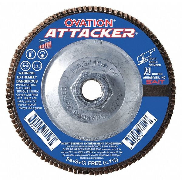 SAIT 76316 OvationÂ® Attacker High Density Fiberglass Backed Flap Disc  (Type 27) 4-1/2