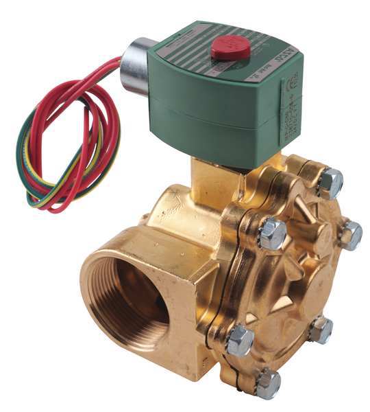 24V DC Brass Solenoid Valve, Normally Closed, 1 1/2 in Pipe Size
