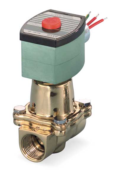 120V AC Brass Steam Solenoid Valve, Normally Closed, 3/8 in Pipe Size