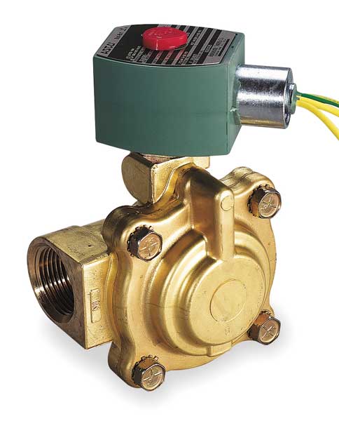 120V AC Brass Steam and Hot Water Solenoid Valve, Normally Closed, 2 in Pipe Size