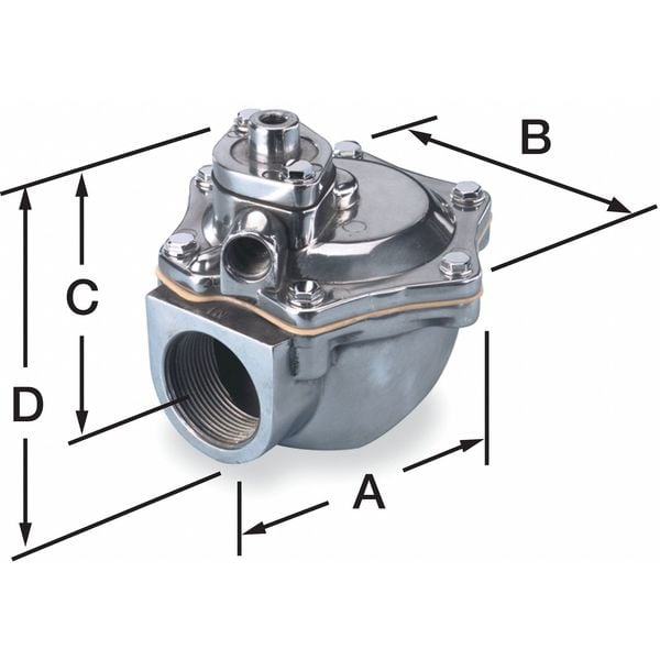 Aluminum Remote Piloted Dust Collector Valve, Normally Closed, 1 1/2 in Pipe Size