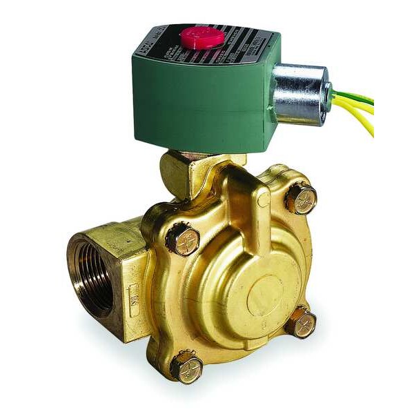 120V AC Brass Steam and Hot Water Solenoid Valve, Normally Closed, 2 in Pipe Size