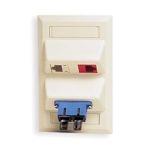 Hubbell 4 Socket Single Gang Network Faceplate - 4 x Total Number of Socket(s) - 1-gang - Office White - 4 x RJ-45 Port(s)