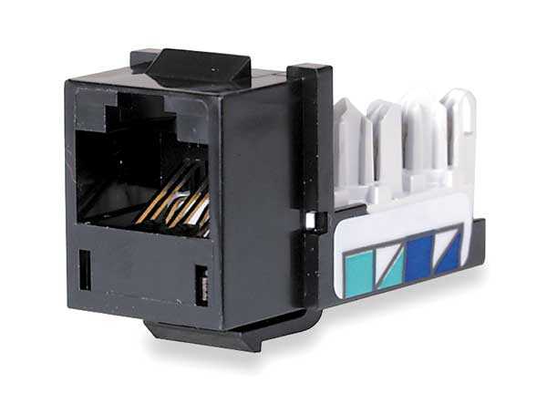 Hubbell XJ5e Network Connector - 1 x RJ-45 Network Female - Black