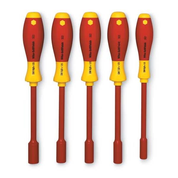 Nut Driver Set, 5 Pieces, SAE, Solid, Ins