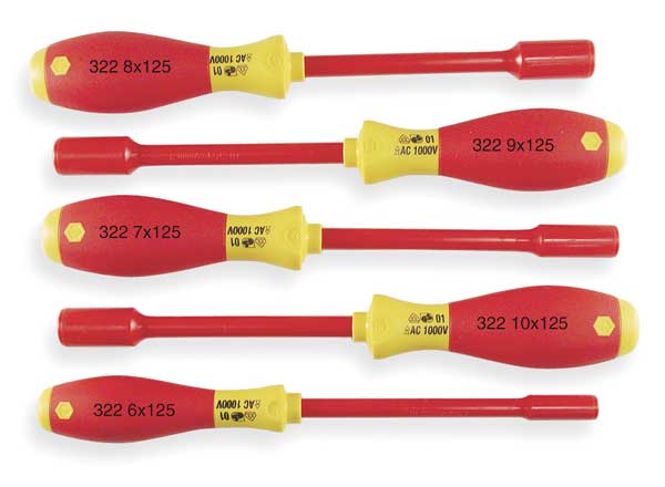 Nut Driver Set, 5 Pieces, Metric, Solid, Ins