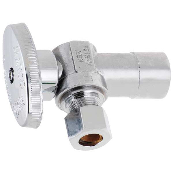 1/4-Turn Stop, Angle, 1/2 Inx3/8 In