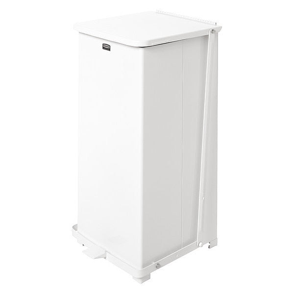 13 gal Square Step Can, White, 16 3/4 in Dia, Step-On, Steel, Rigid Plastic