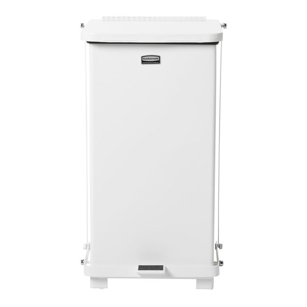66 gal Square Step Can, White, 14 1/4 in Dia, Step-On, Steel, Rigid Plastic