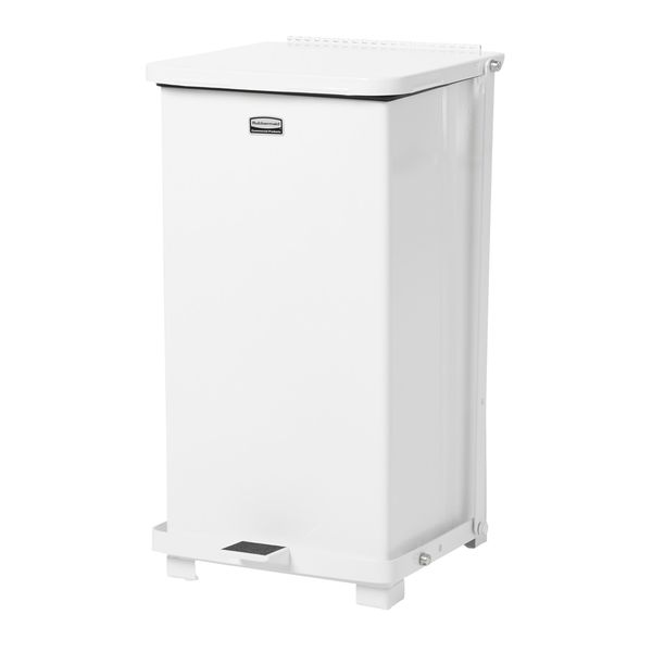 66 gal Square Step Can, White, 14 1/4 in Dia, Step-On, Steel, Rigid Plastic