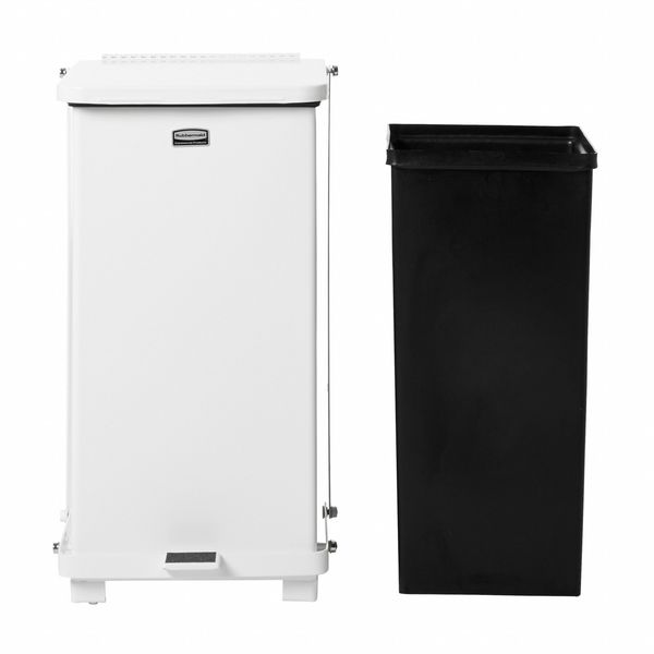 66 gal Square Step Can, White, 14 1/4 in Dia, Step-On, Steel, Rigid Plastic