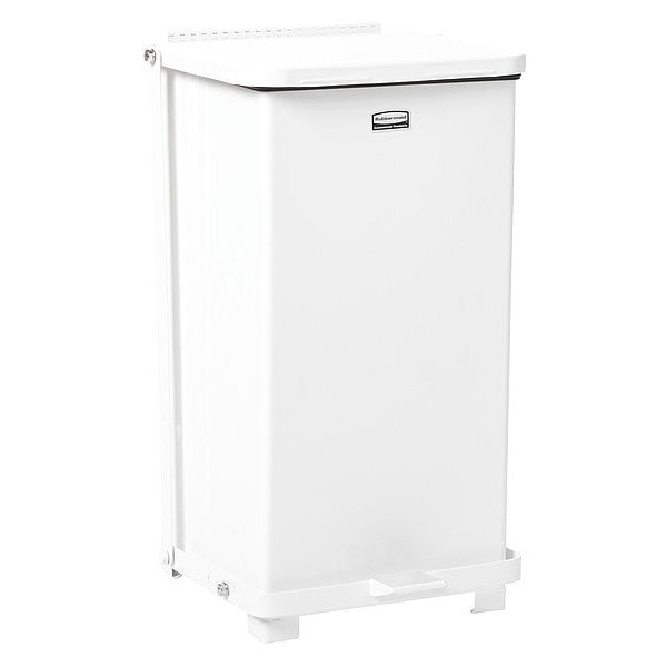66 gal Square Step Can, White, 14 1/4 in Dia, Step-On, Steel, Rigid Plastic