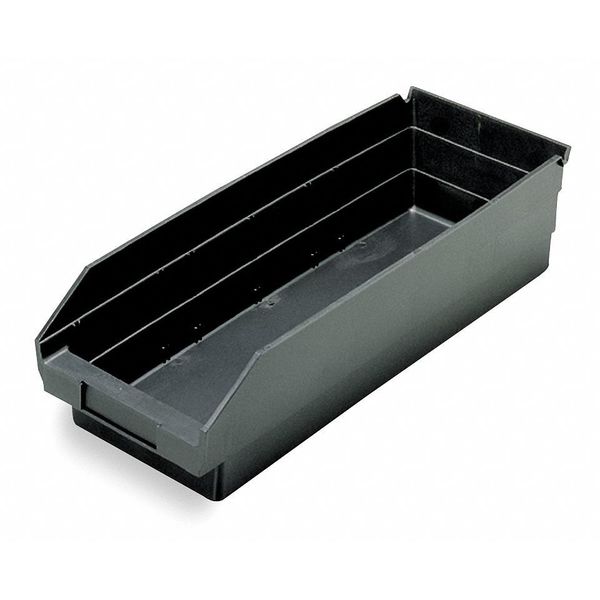 Shelf Storage Bin, Black, Polypropylene, 23 5/8 in L x 8.4 in W x 4 in H, 50 lb Load Capacity