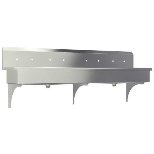 Wall Mount, 8 Hole, Stainless, Wash Station