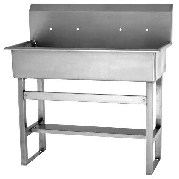 Floor Mount, 4 Hole, Stainless, Wash Station