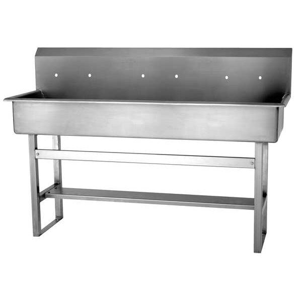 Floor Mount, 6 Hole, Silver, Wash Station