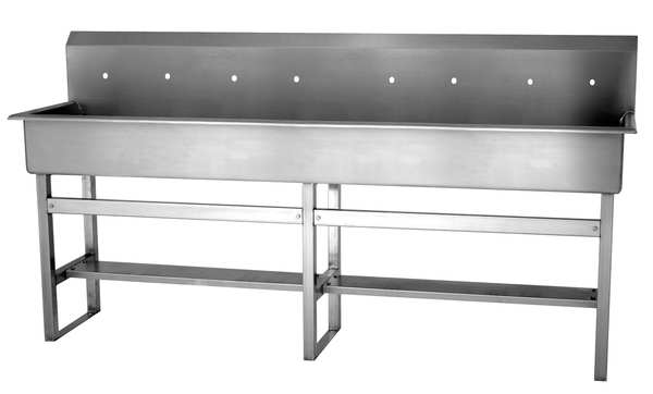 Floor Mount, 8 Hole, Stainless, Wash Station
