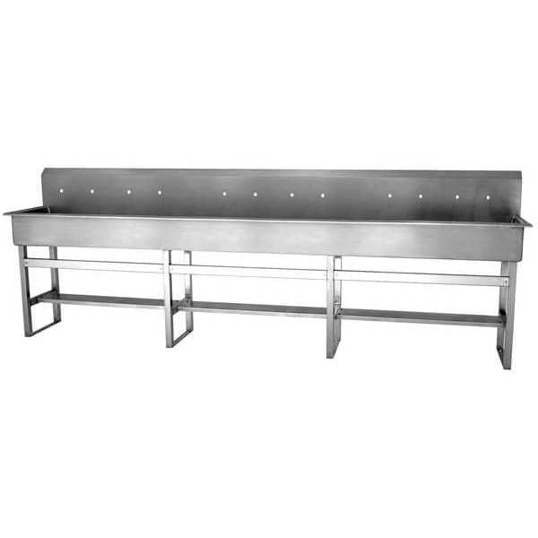 Floor Mount, 12 Hole, Stainless, Wash Station