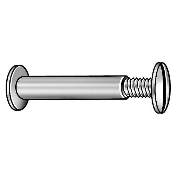 Binding Barrel, #8-32, 1/4 in Brl Lg, 13/64 in Brl Dia, Aluminum Plain, 50 PK