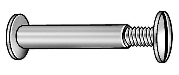 Binding Barrel, #8-32, 3 1/2 in Brl Lg, 13/64 in Brl Dia, Aluminum Plain, 10 PK