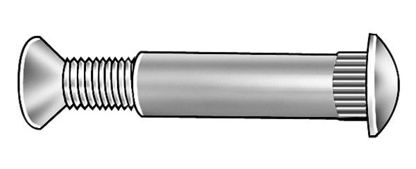 Arch Barrel, #12-24, 1 9/16 in Brl Lg, 5/16 in Brl Dia, 18-8 Stainless Steel Plain