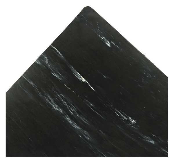 Antifatigue Mat, Black/White, 3 ft L x 2 ft W, Vinyl Surface With Dense Closed PVC Foam Base