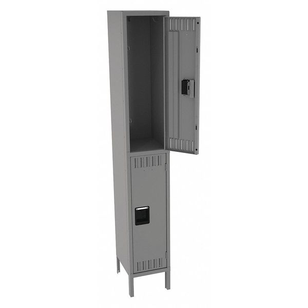 Wardrobe Locker, 12 in W, 15 in D, 78 in H, (1) Wide, (2) Openings, Gray