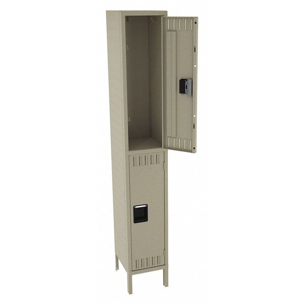Wardrobe Locker, 12 in W, 15 in D, 78 in H, (1) Wide, (2) Openings, Sand