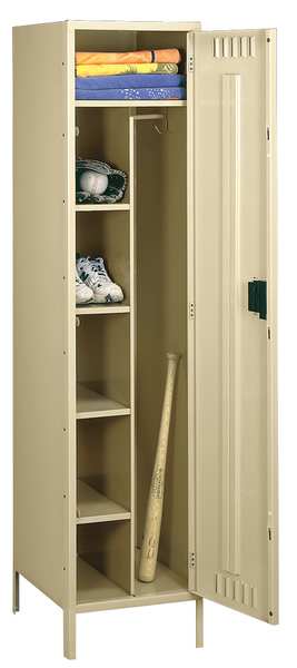 Wardrobe Locker, 24 in W, 21 in D, 78 in H, (1) Tier, (1) Wide, Sand