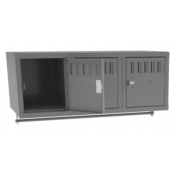 Wall Mount Box Locker, 36 in W, 18 in D, 12 in H, (1) Tier, (3) Wide, Gray