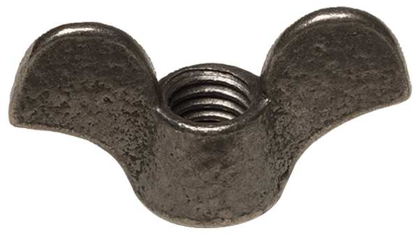 Wing Nut, #8-32, Malleable Iron, Plain, 0.438 in Ht, 1 in Max Wing Span, 10 PK