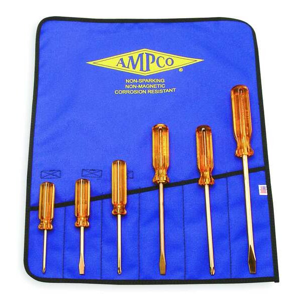 Nonspark Screwdriver Set, Slotted/Phllps, 6 pcs