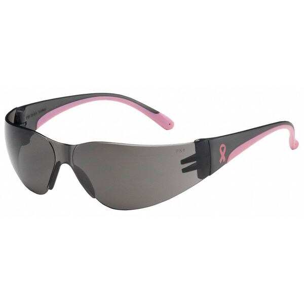 Safety Glasses, Wraparound Gray Polycarbonate Lens, Scratch-Resistant