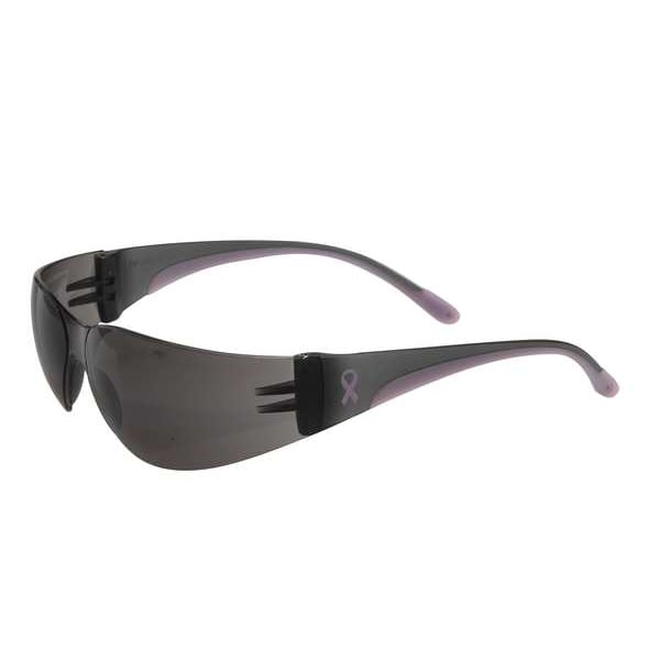 Safety Glasses, Wraparound Gray Polycarbonate Lens, Scratch-Resistant