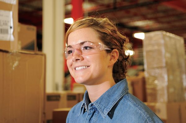 Safety Glasses, Wraparound Clear Polycarbonate Lens, Scratch-Resistant