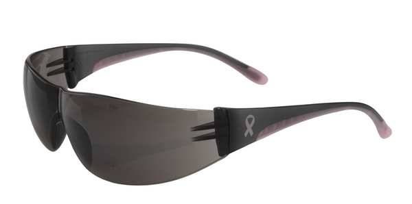 Safety Glasses, Wraparound Gray Polycarbonate Lens, Scratch-Resistant