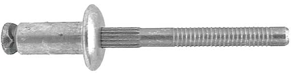 Blind Rivet, Countersunk Head, 1/4 in Dia., Aluminum Body, 25 PK