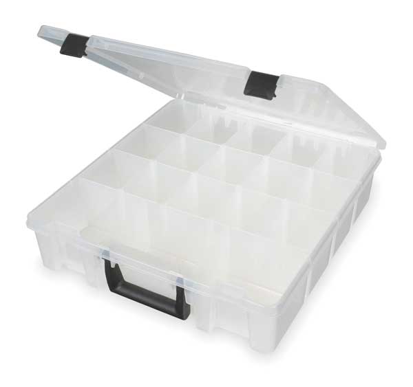 Adjustable Compartment Box with 6 to 18 compartments, Plastic, 3 1/2 in H x 15 in W