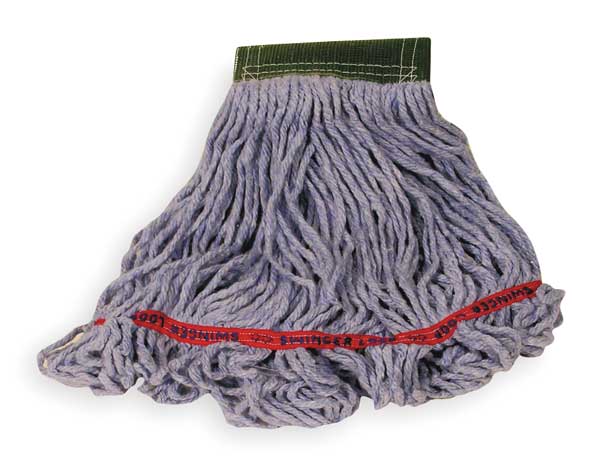 5 in String Wet Mop, 16 oz Dry Wt, Side Gate Connection, Looped-End, Blue, Cotton/Rayon/Polyester
