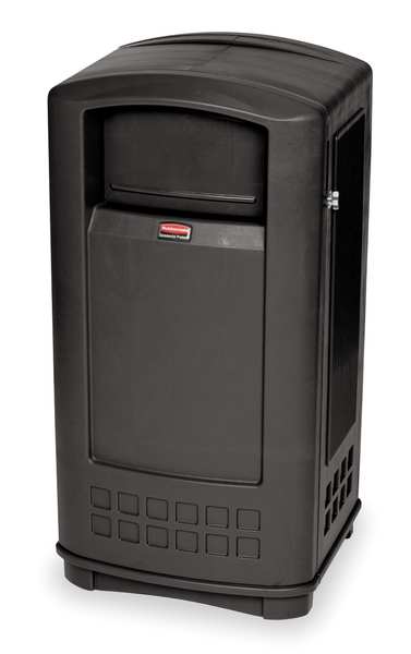 35 gal Rectangular Trash Can, Black, 20 1/4 in Dia, Swing, Plastic