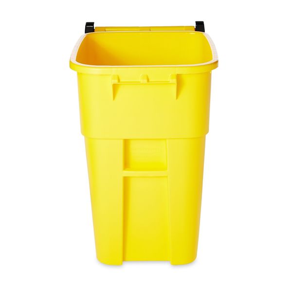 50 gal Rectangular Trash Can, Yellow, 24 in Dia, Lift Up, HDPE