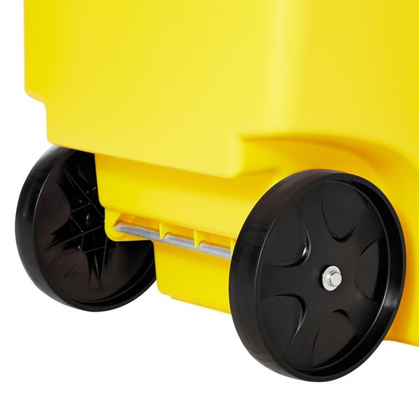 50 gal Rectangular Trash Can, Yellow, 24 in Dia, Lift Up, HDPE