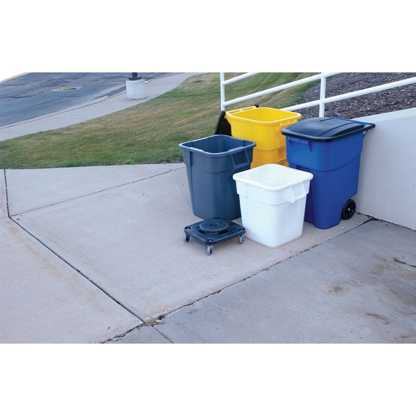 50 gal Rectangular Trash Can, Yellow, 24 in Dia, Lift Up, HDPE