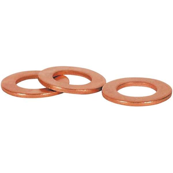 Sealing Washer, Fits Bolt Size M6 Copper, Plain Finish, 25 PK